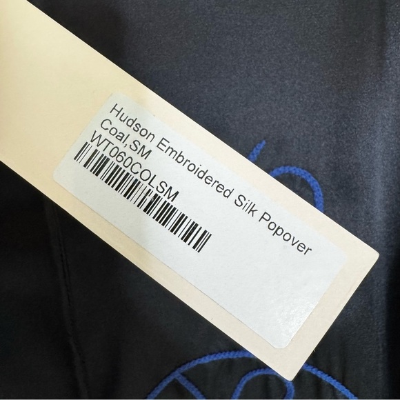 NWT Lingua Franca Embroidered Hudson 100% Silk Long Sleeve Popover Black Size S - Picture 13 of 16